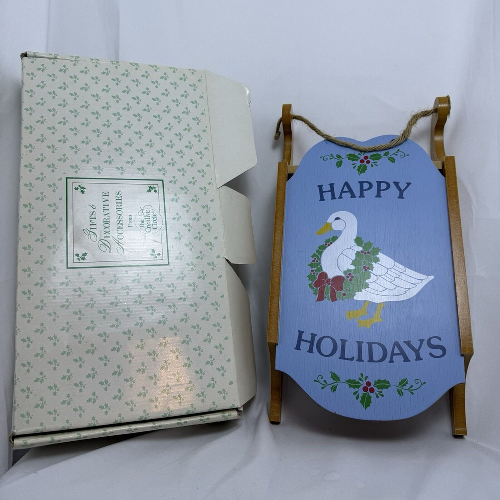 Vtg The Creative Circle Happy Holidays Duck‎ Hanging Shelf Sled